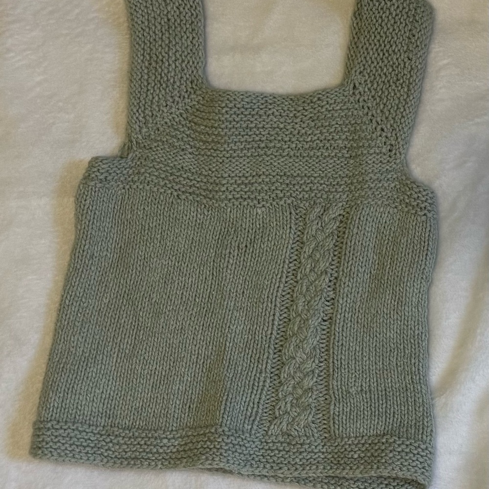 Cozy Kids' Knitted Sweater Vest in Green